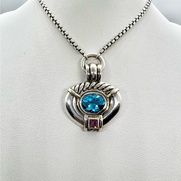 David Yurman Topaz and Tourmaline Enhancer Pendant - Picture 12 of 15